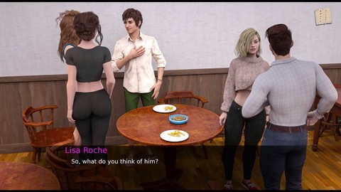 Novela visual amateur que presenta a una morena sexy y a una rubia de pechos grandes en una experiencia de juego en 3D