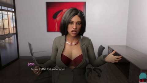 Ragazza del college in bondage con grandi seni in un gameplay di visual novel
