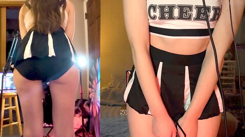 Die Cheerleader Virtuousgirl vermittelt positive Vibes mit einer sexy Vorder- und Rückansicht.