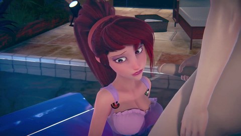 Megara fa un pompino profondo a un grosso cazzo | Parodia di anime
